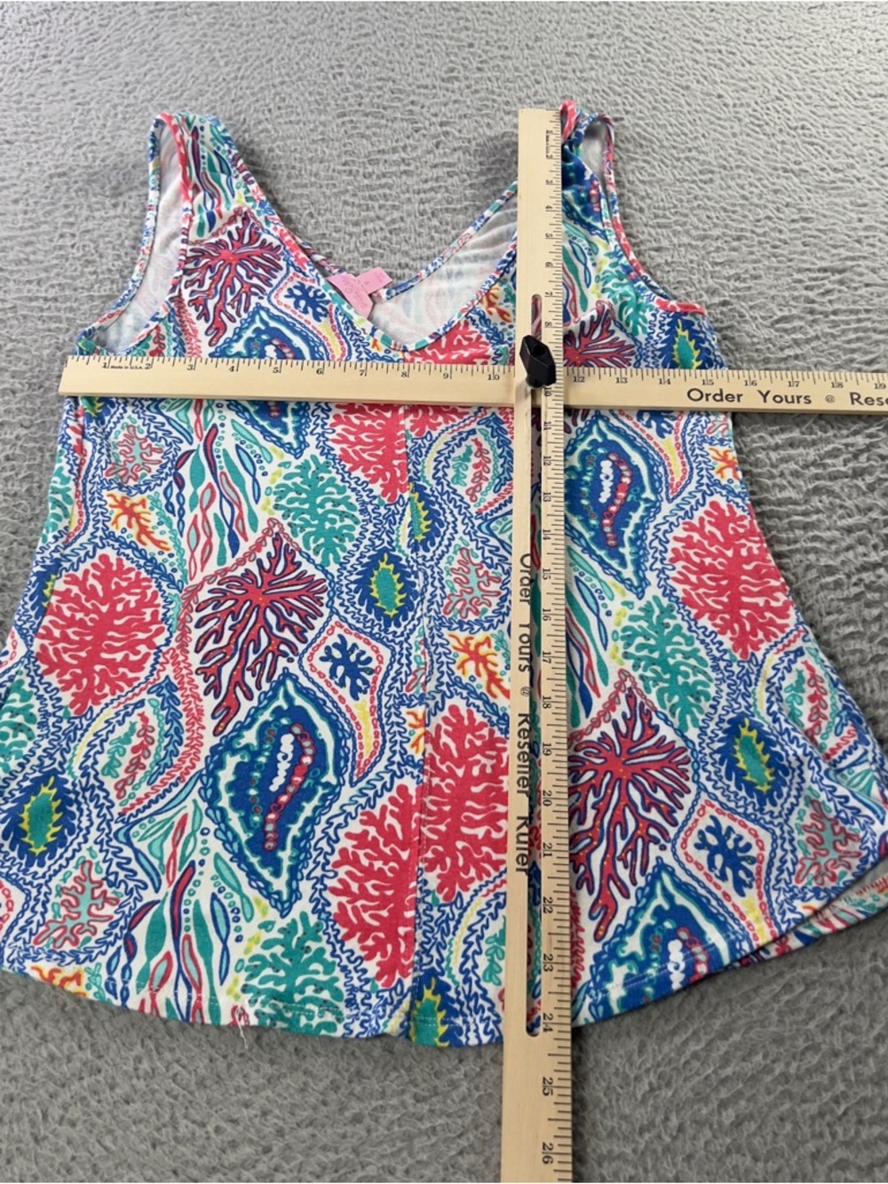 Lilly Pulitzer Tank Top Womens Small Multicolor Coral All Over Print Preppy Soft - Picture 6 of 6